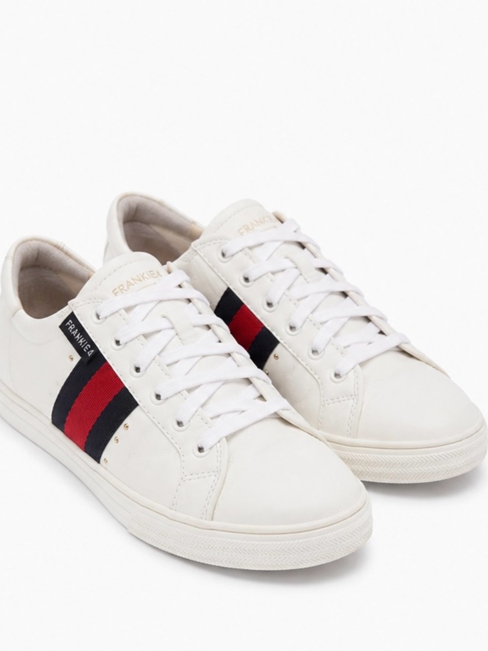 FRANKiE4 Elena II White/Ink Leather Sneaker Comfort Quiet Luxury Designer Shoe 9